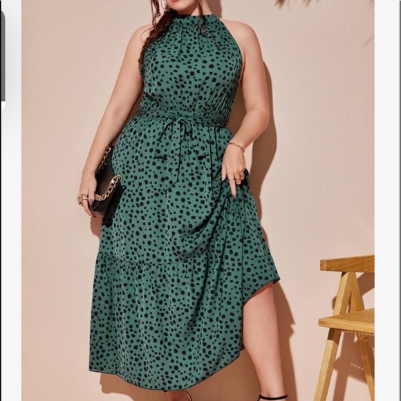 Boho Plus Size Print Halter Maxi Dress Blue - Picture 9 of 11